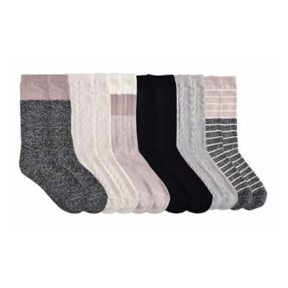6 Pair Lucky Brand Super Soft Boot Sock for Women's Shoe Size 5-10 Black Gray